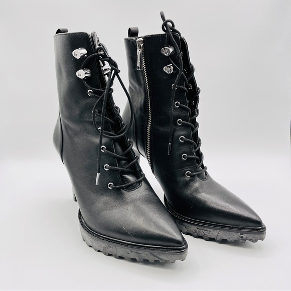 Michael Kors Kyle Lace Up Ankle Bootie Leather Black Size 6M Brand New - Picture 10 of 12